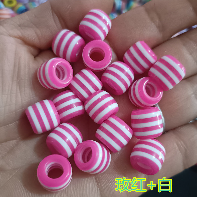 Striped Resin Beads 12mm Large Hole Multicolor Chunky 100pcs 20