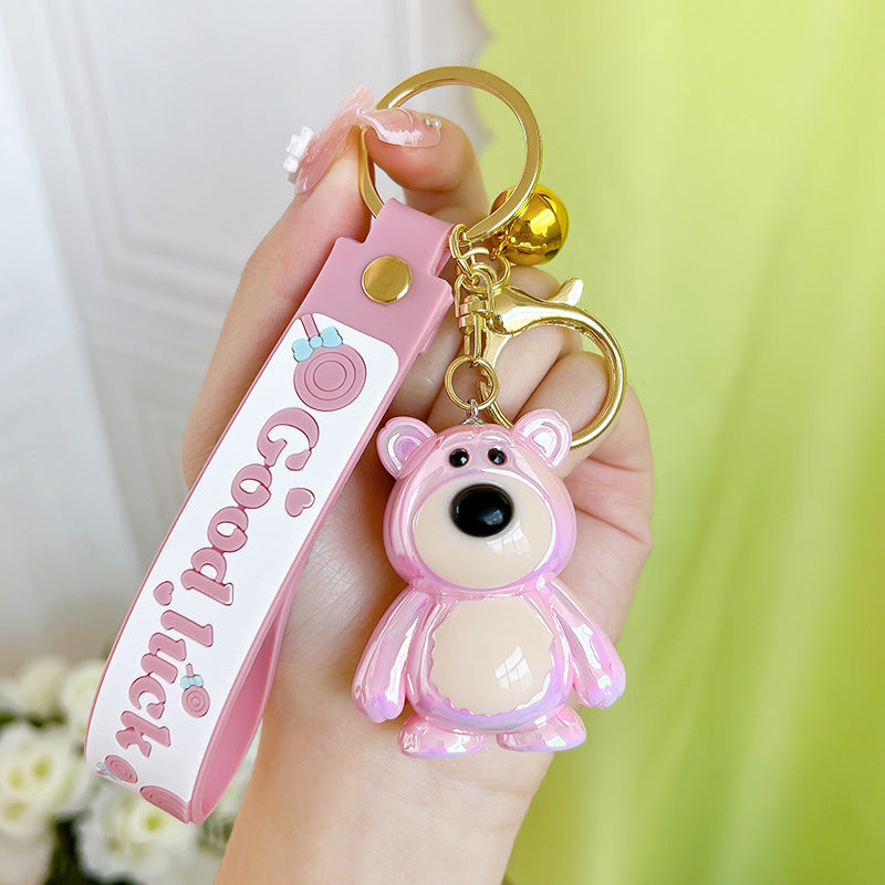 Acrylic Cartoon Bear Keychain Electroplated Finish Cute Charm 10