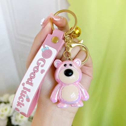 Acrylic Cartoon Bear Keychain Electroplated Finish Cute Charm 10