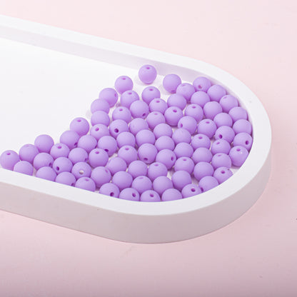 Solid Color Rubberized Round Acrylic Beads 8mm 15