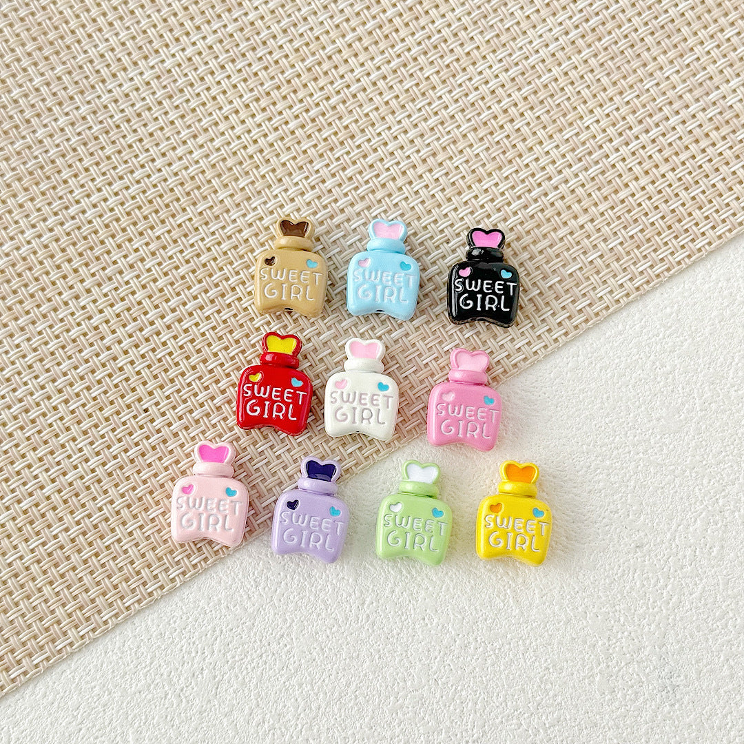 Double Sided Heart and Perfume Bottle Metal Beads 13/16mm Painted Alloy 10pcs 24