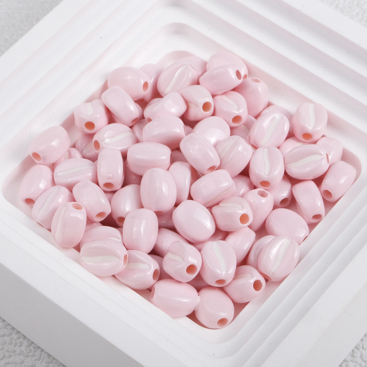 Macaron Colored Coffee Bean Acrylic Beads 9mm Glossy Finish 50pcs 6
