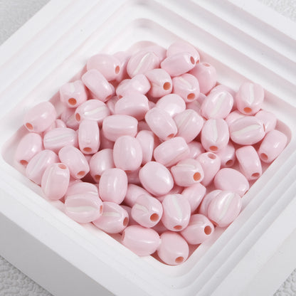 Macaron Colored Coffee Bean Acrylic Beads 9mm Glossy Finish 50pcs 6