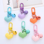 Acrylic Resin Heart Keychain Creative Faceted Surface with Bell Charm 3