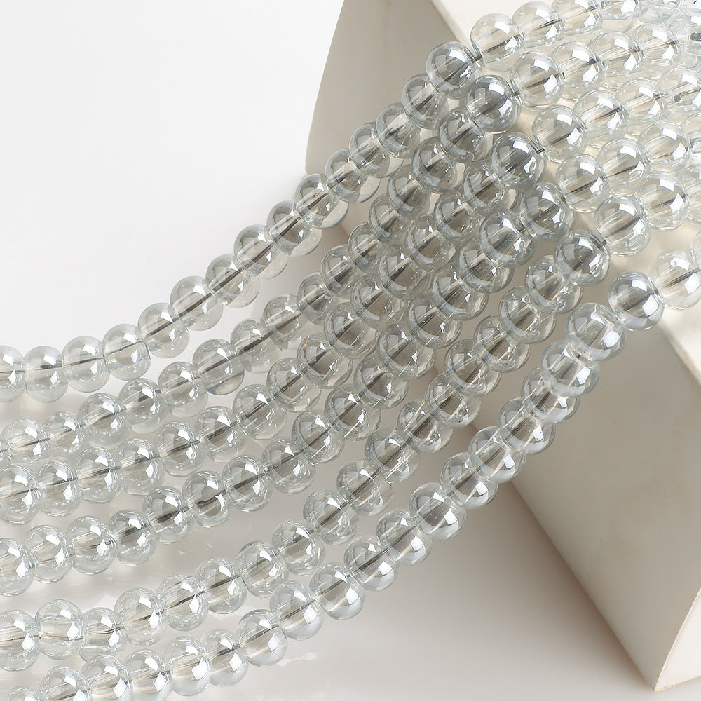 Electroplated Glass Beads 8 10mm Large Hole Rainbow Finish 50pcs 15