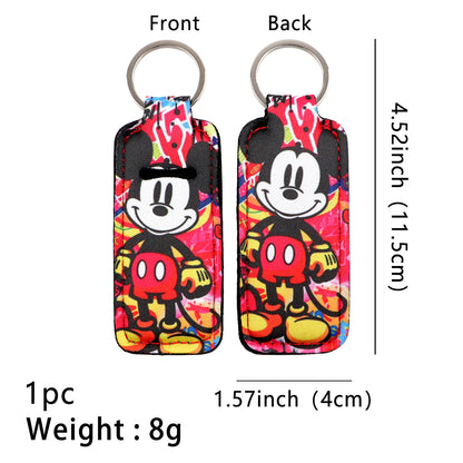 Cartoon Character Chapstick Holder Keychain Neoprene Colorful 8pcs 12