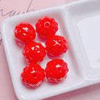 Painted Round Acrylic Beads 17mm Glossy Pineapple Texture 20pcs 3