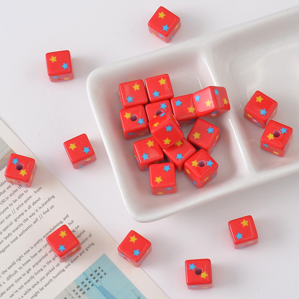 Star Acrylic Square Beads 10mm Colorful Tiny 10pcs 2
