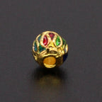 Round Metal Beads 6mm Vintage Cloisonne Large Hole Enamel 10pcs 2