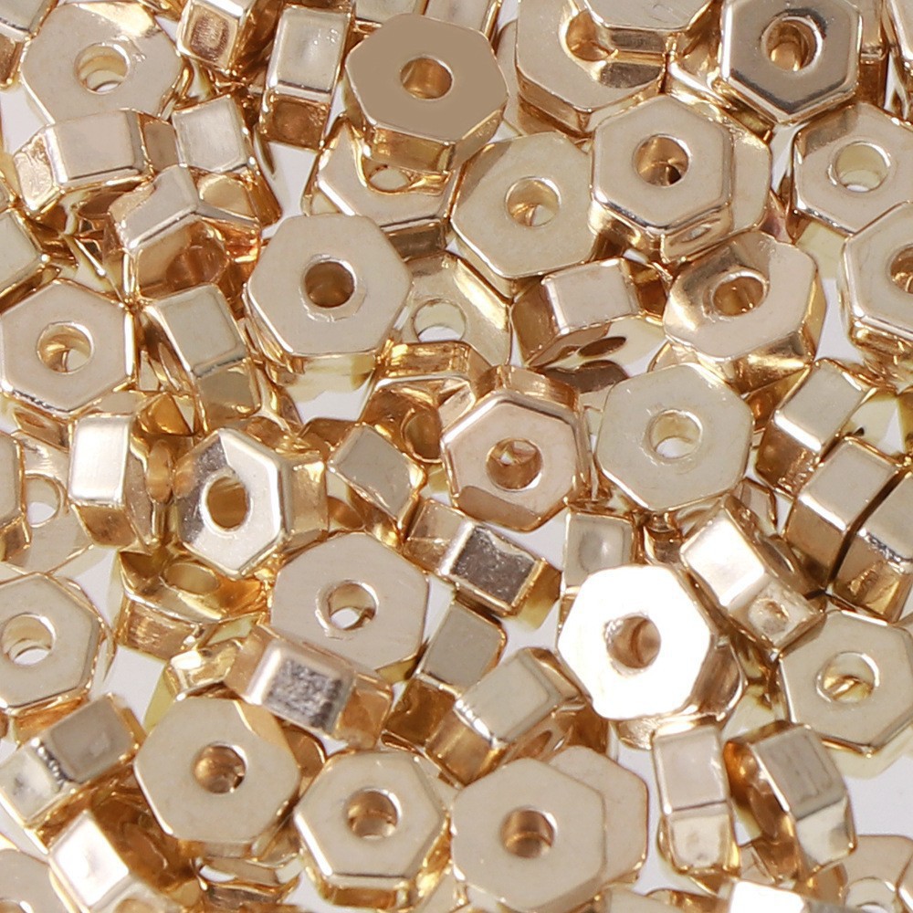 Hexagonal CCB Plastic Spacer Acrylic Beads 6mm Metallic Silver 200pcs 4