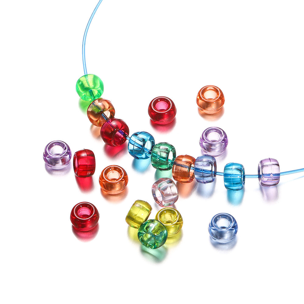 Clear Pony Beads 9mm Large Hole Translucent Plastic 300pcs