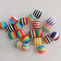 Striped Resin Beads 12mm Large Hole Multicolor Chunky 100pcs