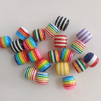 Striped Resin Beads 12mm Large Hole Multicolor Chunky 100pcs
