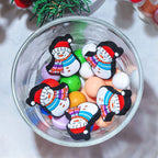 Silicone Focal Beads Christmas Snowman Wearing Scarf 20pcs