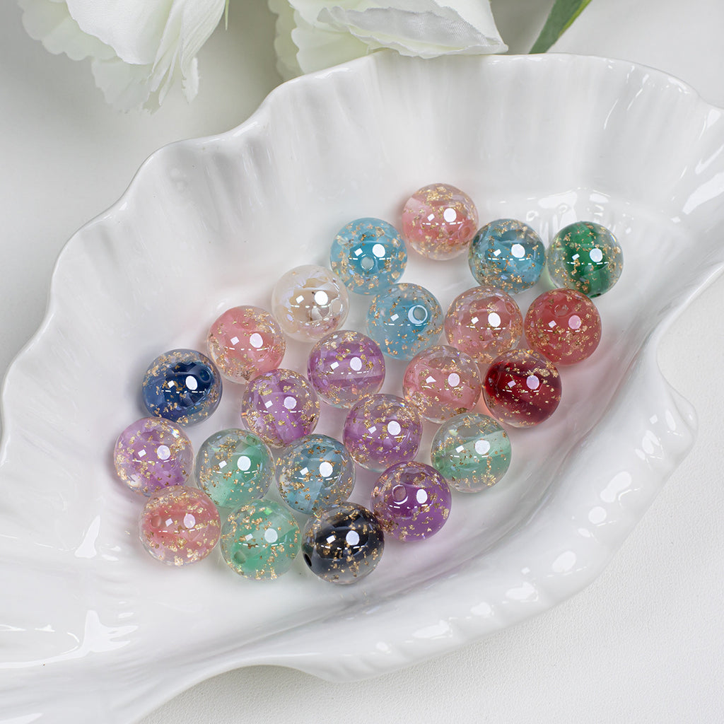 Clear Round Acrylic Beads 12mm 16mm Gold Foil Filled 40pcs 5