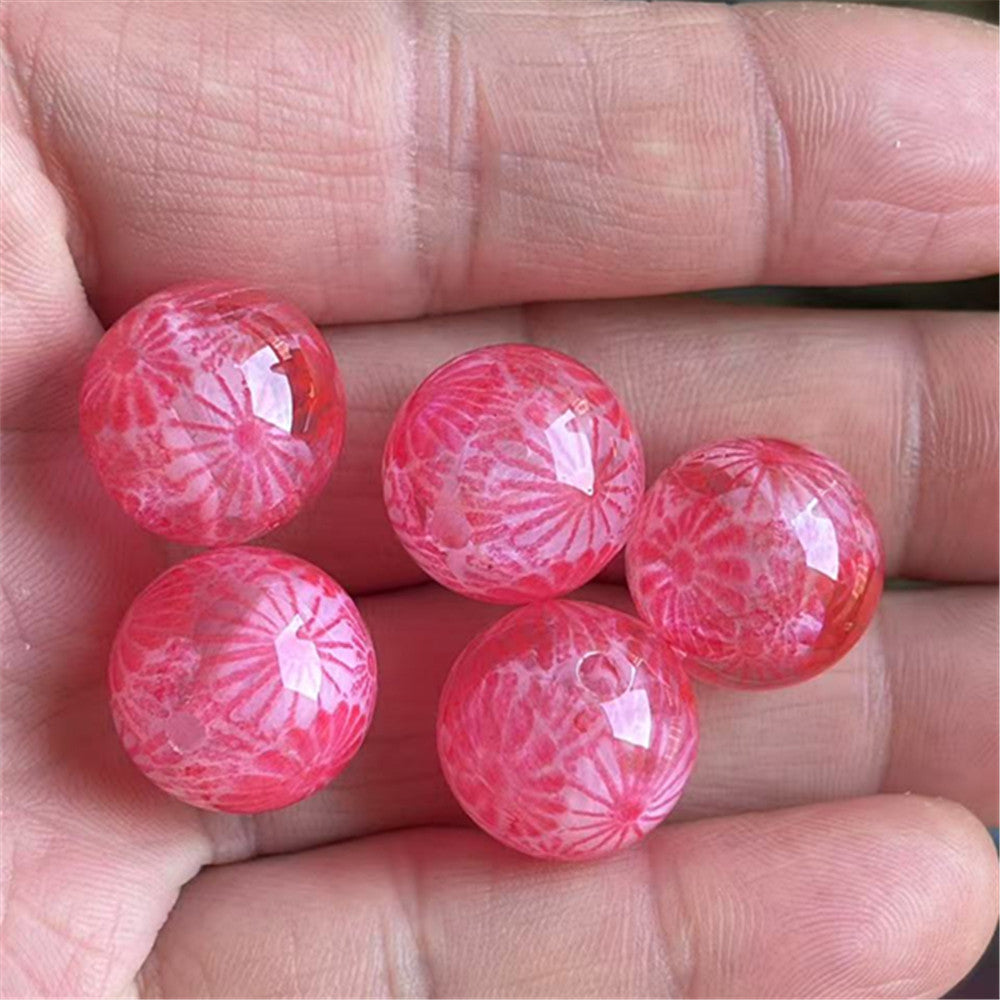 Clear Round Acrylic Beads 16mm Fireworks Pattern 100pcs 6