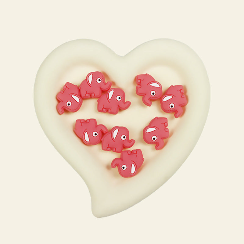 Silicone Focal Beads Elephant Animals Smiling Face Pastel Colors 20pcs 6