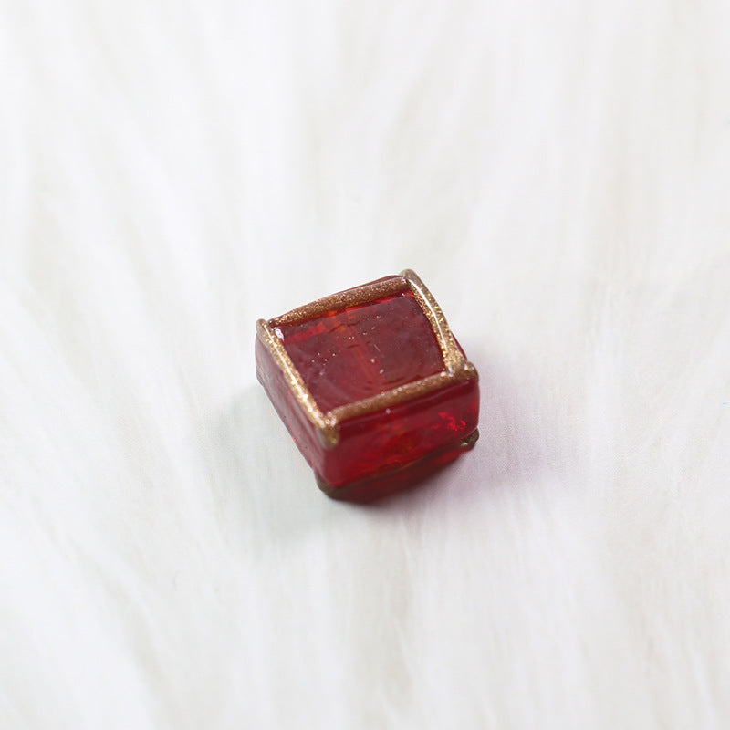 Lampwork Glass Beads Square 12mm Transparent Filigree 20pcs 7
