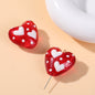 Hand Painted Heart Glass Beads 20mm Red Enamel 2pcs 13