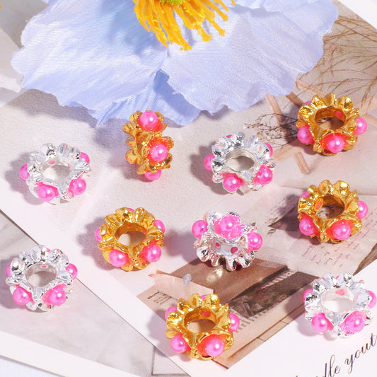 Alloy Mini Pearl Inlaid Spacer Beads 15mm 10pcs 2