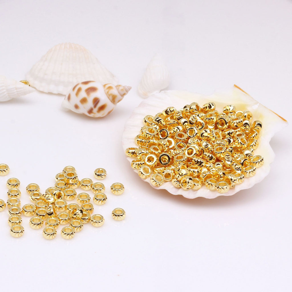 Brass Gear Pattern Spacer Beads 3-8mm 100pcs 4