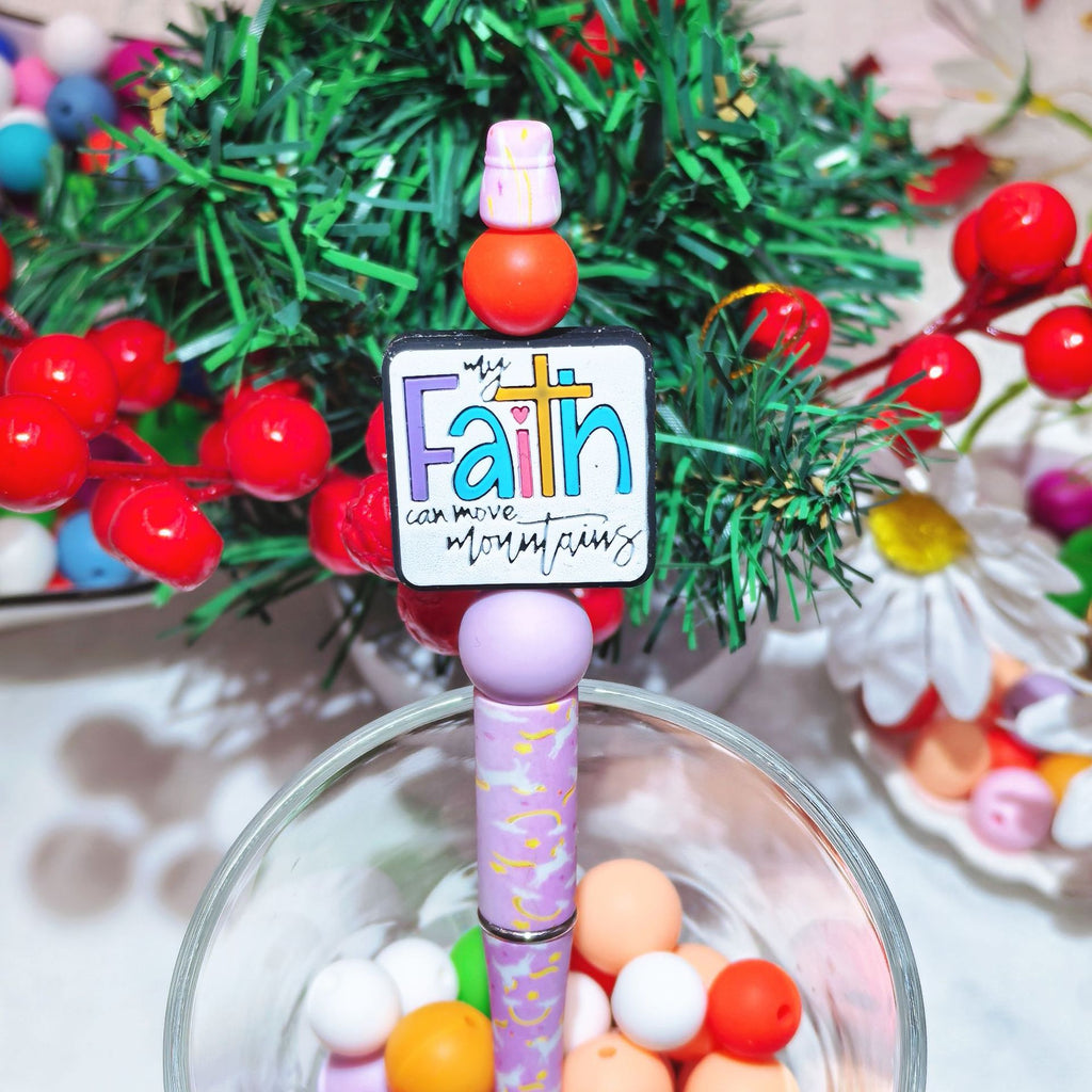 Silicone Focal Beads Faith Brand Square Faith Card Design 20pcs 6