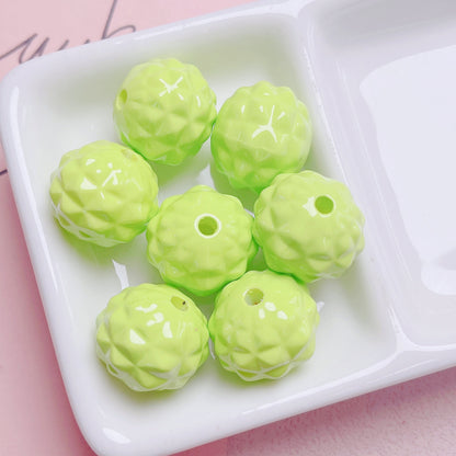 Painted Round Acrylic Beads 17mm Glossy Pineapple Texture 20pcs 8