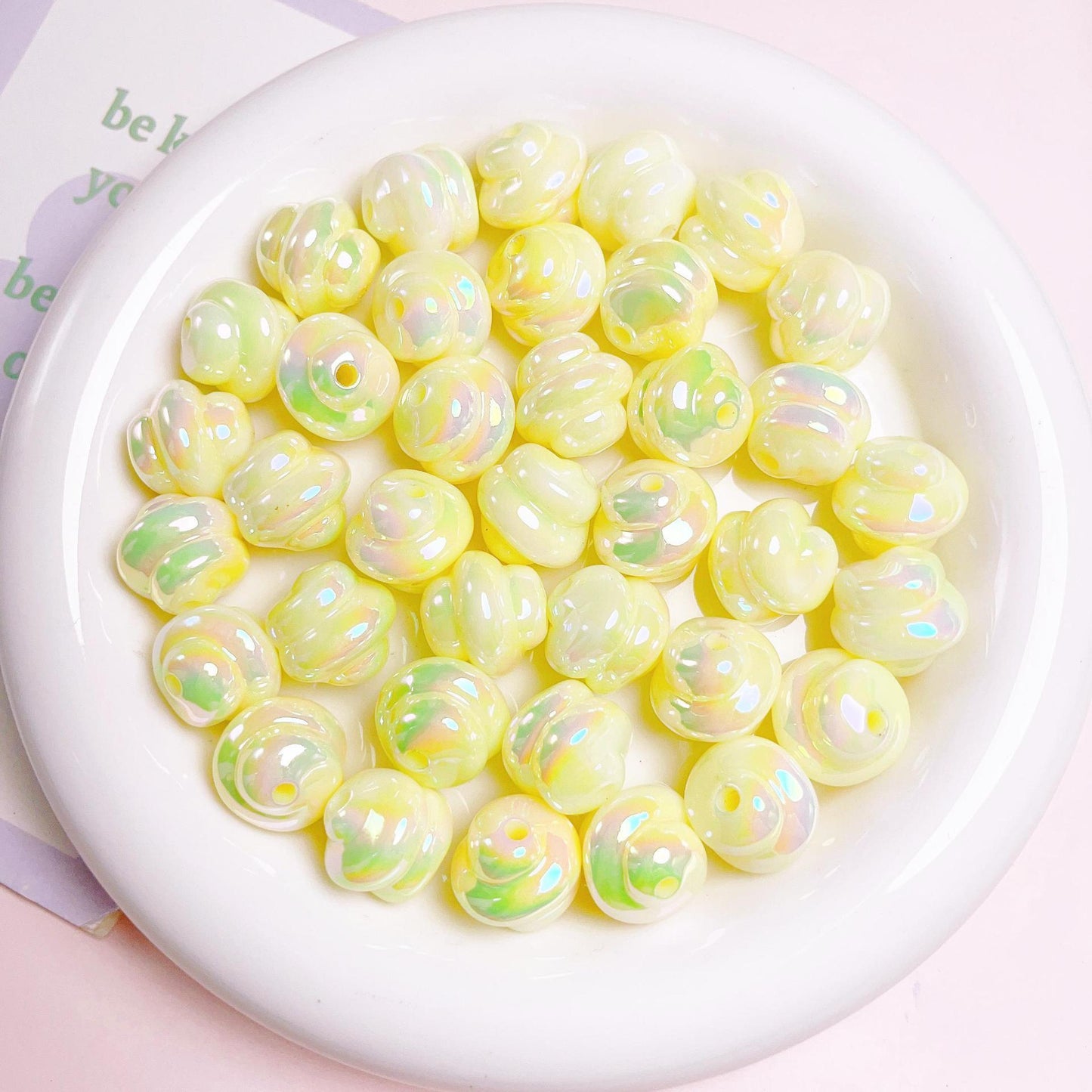 Glow Twisted Acrylic Beads 16mm Pastel Plating 20pcs 10