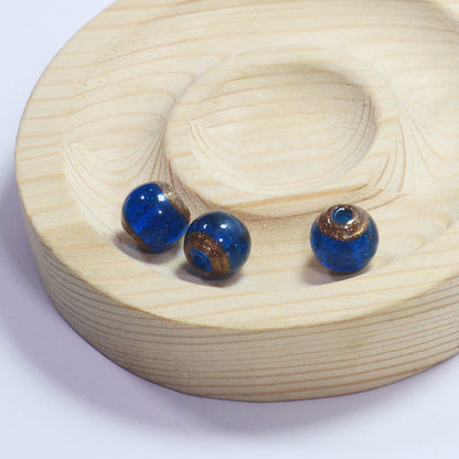 Lampwork Glass Beads Round 10 12 14mm Gold Foil Jewel Toned 5pcs 9
