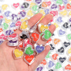 Heart Acrylic Beads 20mm White Transparent Love Horizontal Hole 20pcs 4