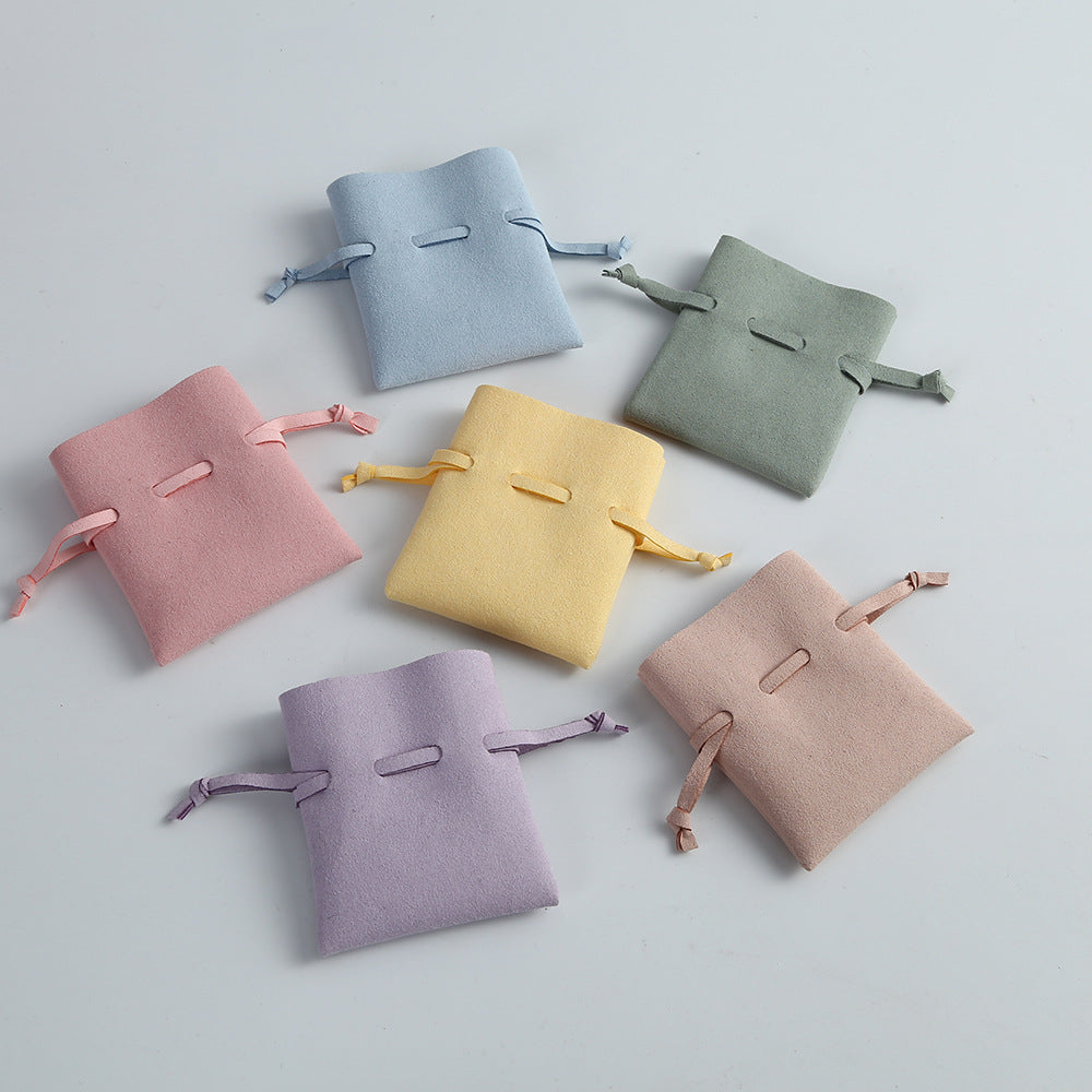 Microfiber Drawstring Pouches Imitation Leather Solid Colors 1pc 7x8 or 8x10cm 4