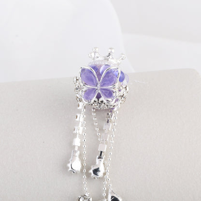 Tassel Crown Butterfly Metal Beads 24mm Silver Tone Alloy 6pcs 10