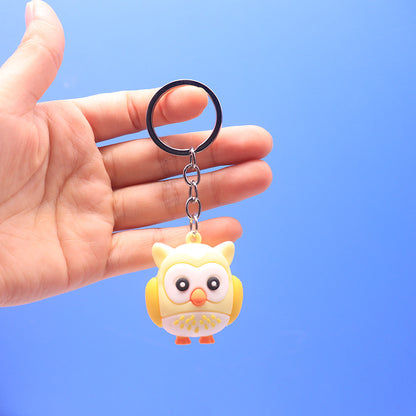 Silicone Owl Keychain Cute Wild Animal Charm Pastel Colors 8
