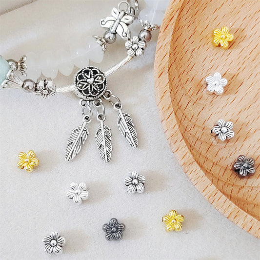 Alloy Tassel Flower Spacer Beads 6mm Tibetan Style 100pcs