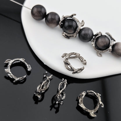 Flower Branch Metal Beads Frame 16mm Botanical Texture Zinc Alloy 10pcs 3