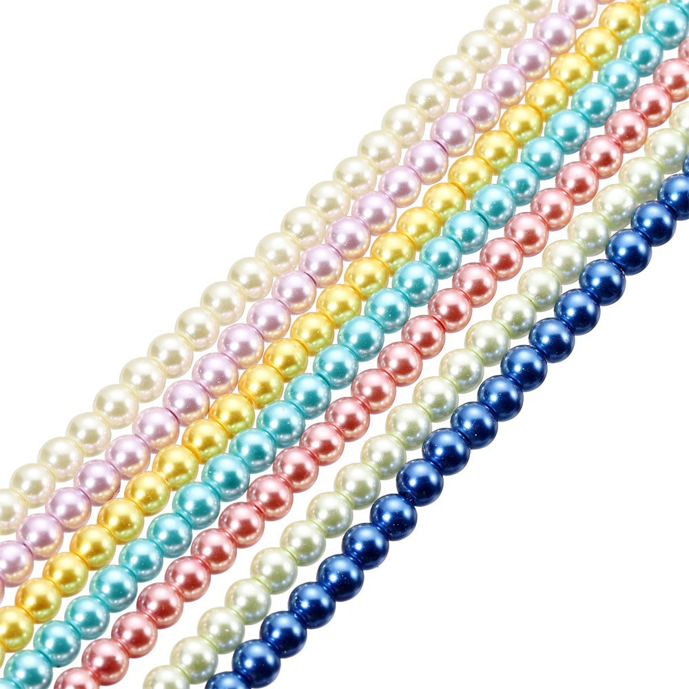 Pearl Glass Beads 8mm Imitation Smooth Glossy Mixed Colors 100pcs