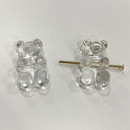 Clear Candy Colored Teddy Bear Acrylic Beads 12x18mm 10pcs 24