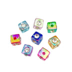 UV Plating Square Acrylic Beads 16mm Solid Color Rhinestone Embedded 20pcs 5