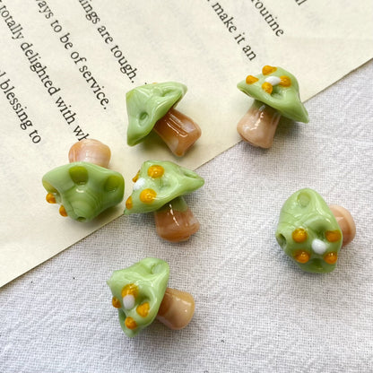 Hand Painted Mushroom Glass Beads 16mm 3D Enamel Focal Bead 1pc 7