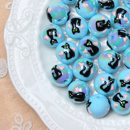 Hand Painted Daisy Bee Series Acrylic Beads 16mm Colorful Glossy 10pcs 16