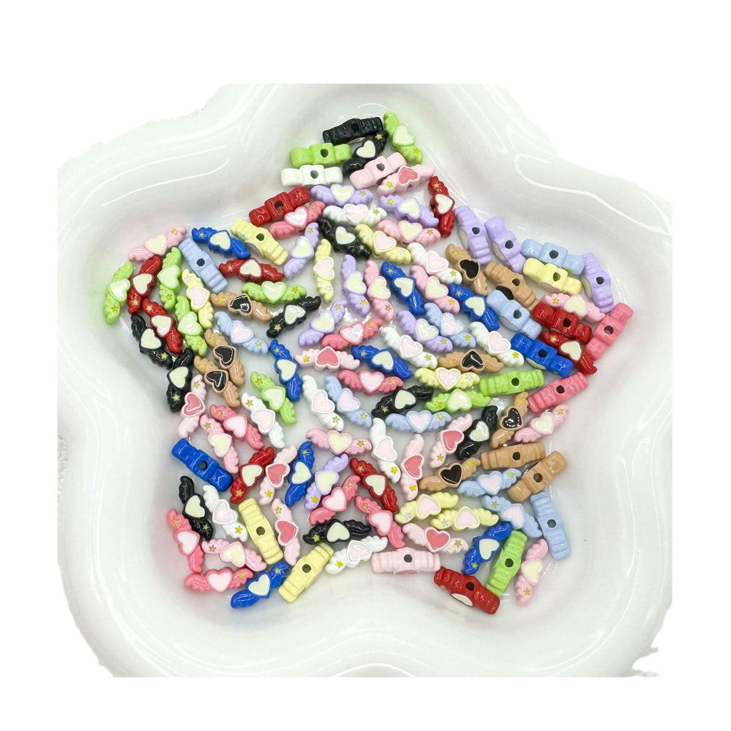 Heart Wing Metal Beads 14mm Bright Enamel Painted Alloy 20pcs 5