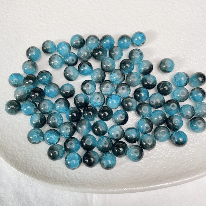 Gradient Crackle Round Glass Beads 10mm Pastel Mixed Colors 100pcs 28