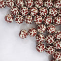 Coffee Colored Bubblegum Beads 20mm Cow Pattern Acrylic 10pcs