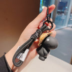 Cartoon Resin Dinosaur Keychain with Straw Hat Pastel Colors 6