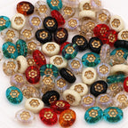 Transparent Vintage Gilded Engraved Oval Acrylic Beads 11x14mm 20pcs