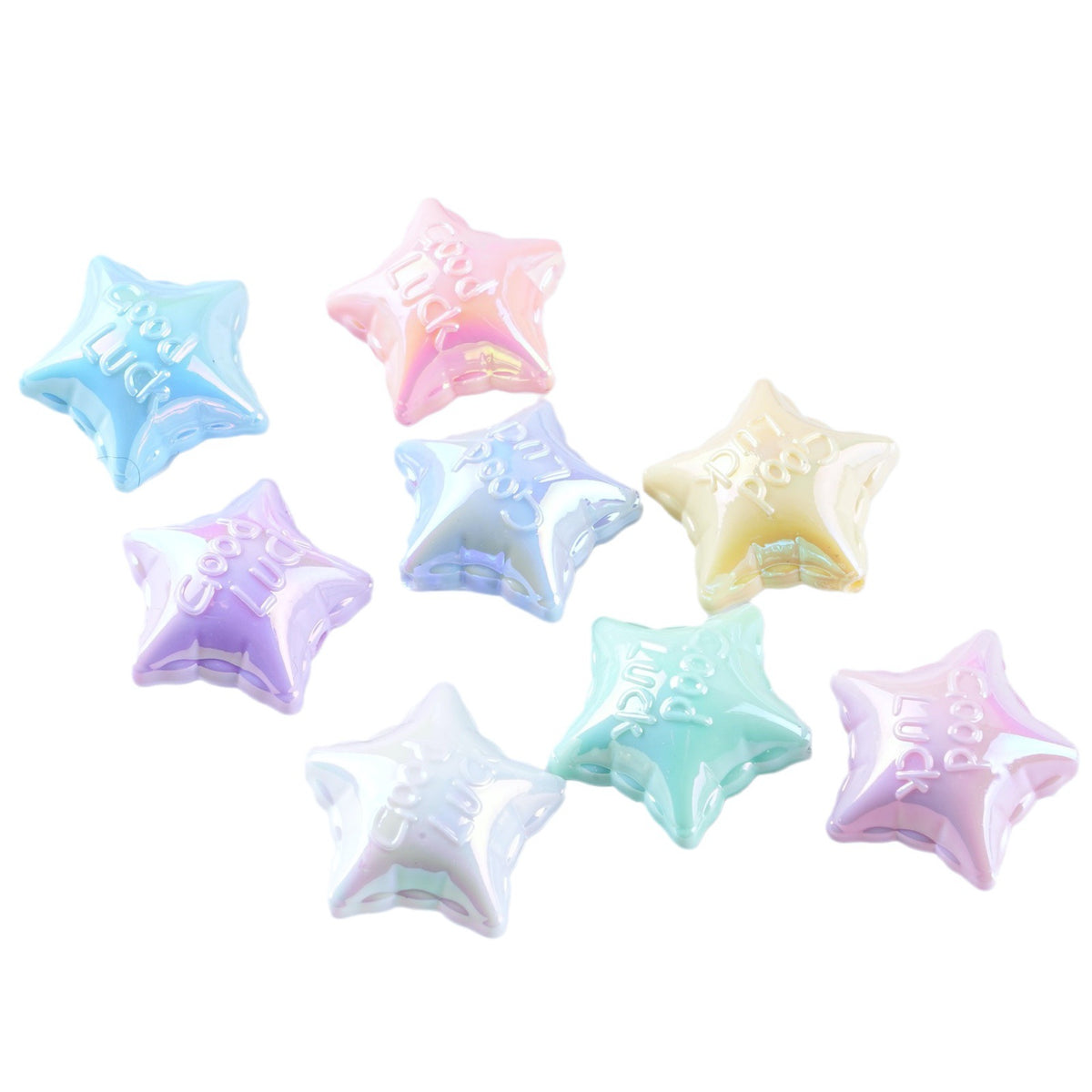 UV Plating Balloon Shaped Heart Star Acrylic Beads 25mm Glossy Pastel 50pcs 5