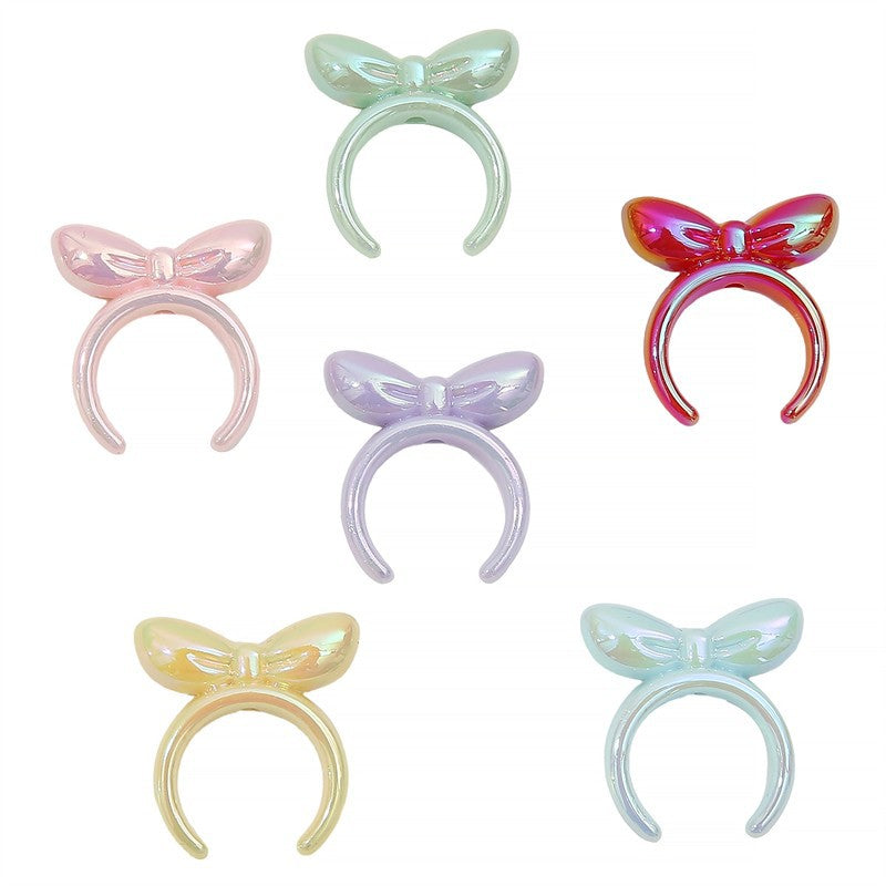 Painted Bow Tie Acrylic Beads 25x27mm Glossy Colors 8pcs 5