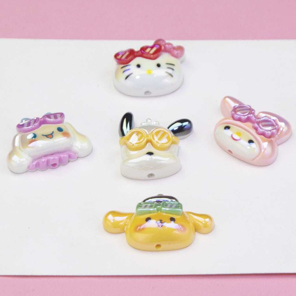 Glossy Resin Beads Swimming Sanrio Characters 2mm Hole 10pcs 3