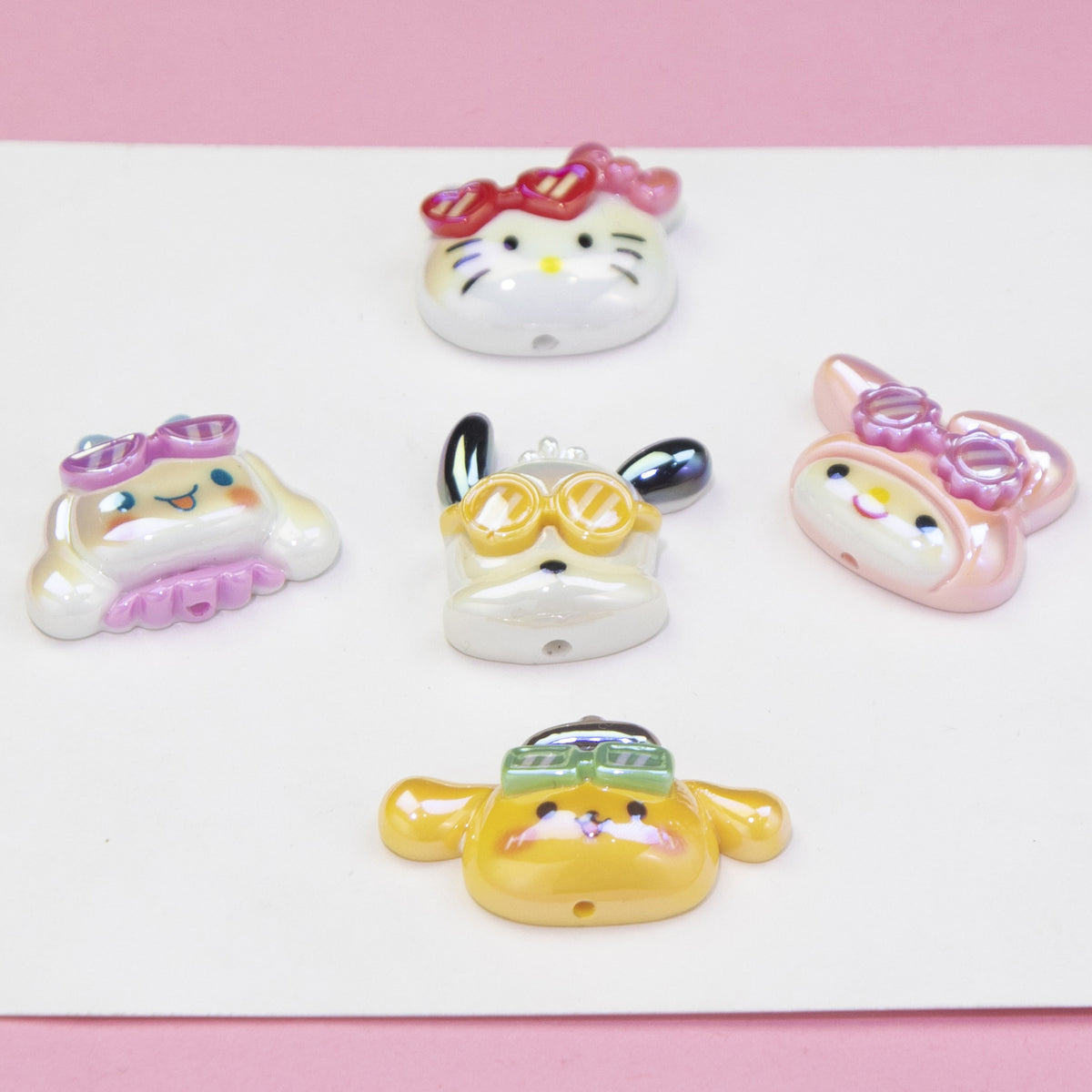 Glossy Resin Beads Swimming Sanrio Characters 2mm Hole 10pcs 3