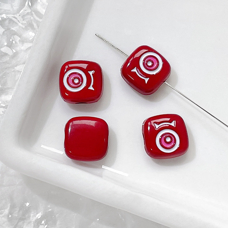 Cat Eye and One-Eyed Beast Metal Beads 10mm Baking Painted 10pcs 31